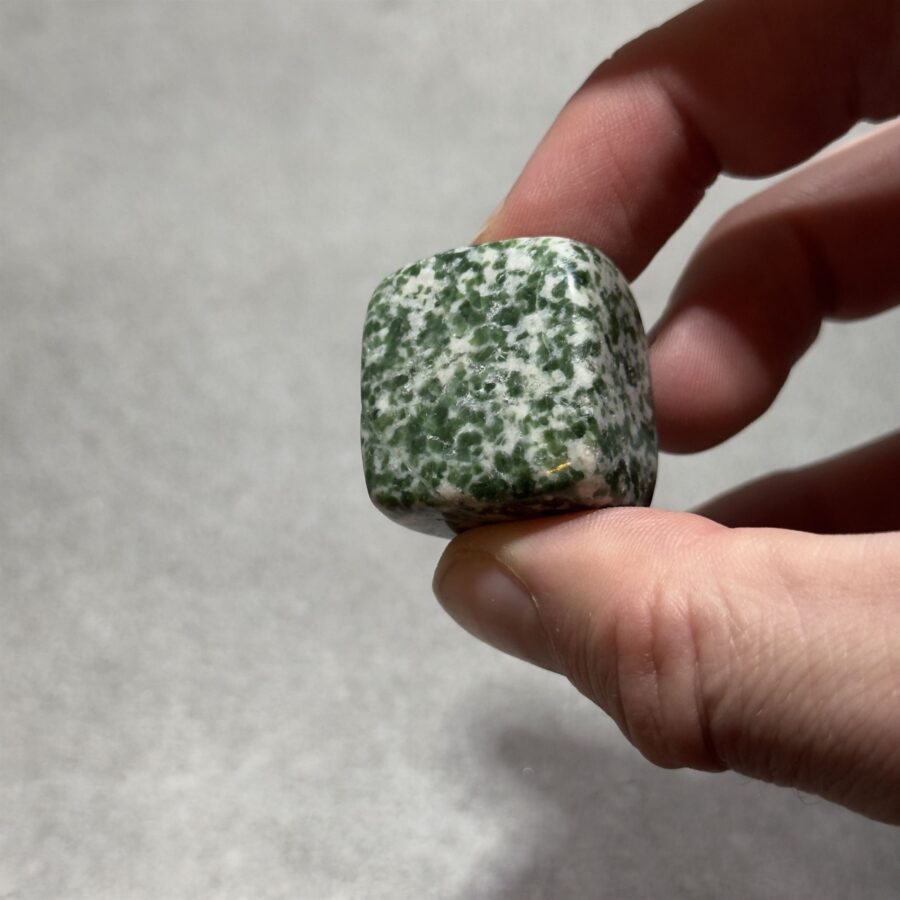 Green speckled "Tree" Agate Cube