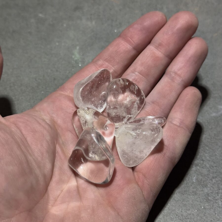 close-up of a natural rock crystal reflecting light